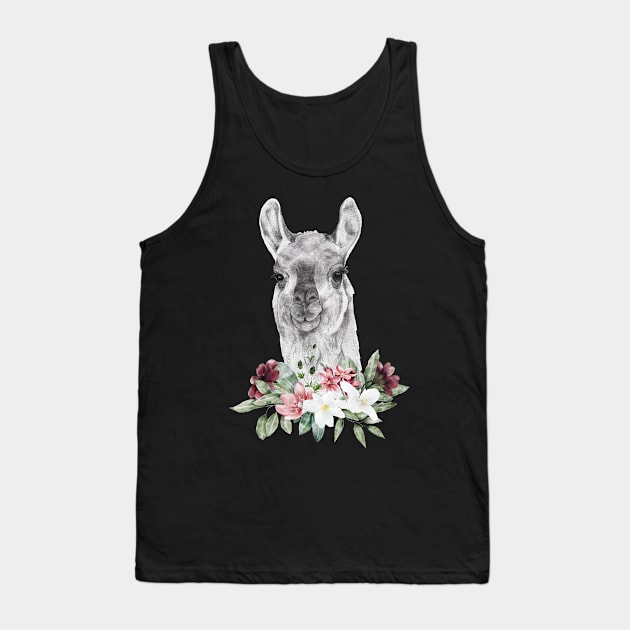 Floral Wild Llama Head Animal Spirit Costume Wildlife Rescue Tank Top by PinkyTree